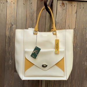 Nardelli leather tote contrast sunflower & white!